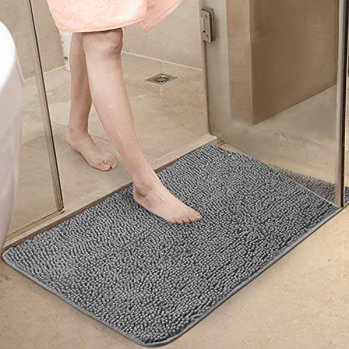 Secura Bathroom Rugs 39x24 Inches – Thick Plush Bath Mat, Ultra Soft Absorbent Bathroom Mat, Non Slip Machine Washable Bath Rugs for Tub, Shower Room Floor (Gray) - color: Grey, size: 2' x 3'3" (Square)