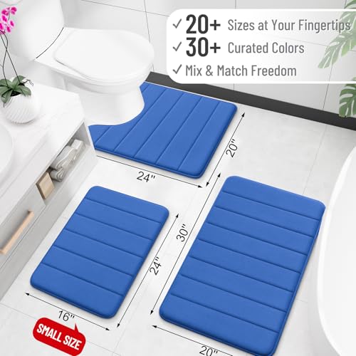 OLANLY Memory Foam Toilet Rugs U Shaped 24x20, Super Soft Absorbent Contour Bath Rugs, Quick Dry, Machine Washable Toilet Mat, Bathmat Carpet, Bathroom Home Decor Accessories, Deep Navy Blue - color: Deep Navy Blue, size: 24" X 20" Contour Rug