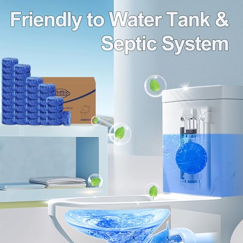 KIISIISO Automatic Toilet Bowl Cleaner Tablets Blue 72 Pack, Drop-In Tank Cleaner for Bathroom, Prevent Stains & Deodorize, Septic Safe, Long-Lasting Cleaning Tabs - Fresh Scent - size: 1 Count (Pack of 72)
