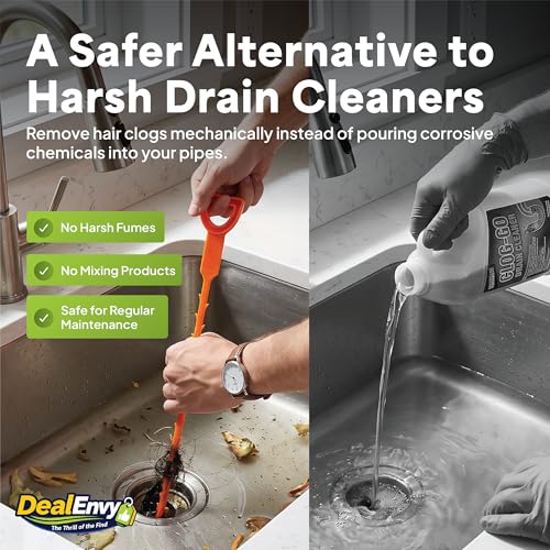 3 Pack Drain Clog Remover Tool, 19.7 Inch Plastic Drain Snake, Shower Snake Hair Removal Tool, Sink Snake Drain Clog Remover, Bathtub Drain Hair Remover, Plumber Snake, Drain Cleaner