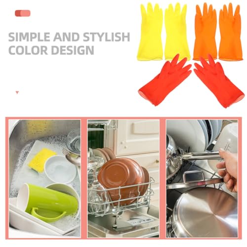 IMIKEYA 6pcs Rubber Dishwashing Gloves Set Large Size Waterproof Kitchen Cleaning Gloves Sturdy Reusable Household for Washing Dishes and Laundry