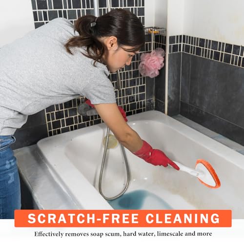 Baderke 4 Pcs Tub Tile Scrubber Cleaning Brush Pads (Without Handle) Brush Non-Scratch Scouring Pads for Shower Bathroom Buildup Toilet Wall Floor (Orange) - color: Orange