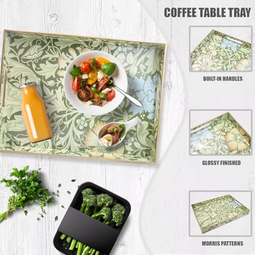 Spsyrine Serving Tray with Handles, Plastic Decorative Tray for Coffee Table, Living Room, Home Decor, 3040C - color: Multi C