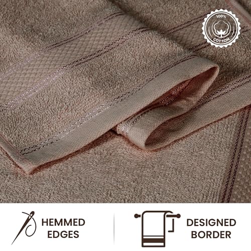 Casa Lino Face Towels & Body Wash Cloths for Showering - 100% Cotton Wash Cloths for Bathroom - Highly Absorbent & Quick Drying Washcloth Set - Cotton Washcloths 24 Pack (12" x 12") - (Brown) - color: Coffee