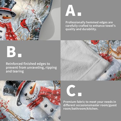 Christmas Snowman Hand Towels for Bathroom 14.4x28.3 Inch Set of 2 | Snowflake，Elk，Polyester Cotton，Breathable，for Winter Holiday Kitchen Hotel Gym Spa Decor - color: Xmas Snowman