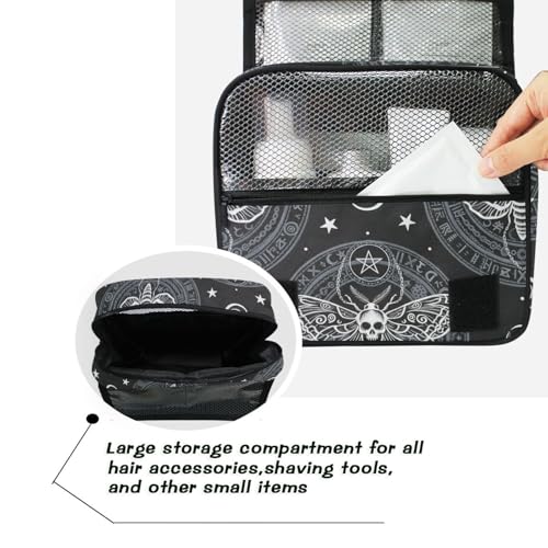 MNSRUU Hanging Toiletry Bag Skull Butterfly Black Makeup Bag Portable Travel bag for Toiletries Organizer Bags for Women Men, Travel-Essentials Bag - color: Skull 02b