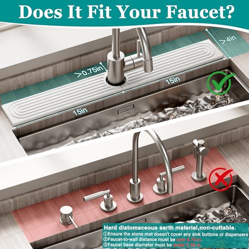 Stone Faucet Mat for Kitchen Sink - Quick Dry Diatomite Sink Splash Guard, Prevents Moisture Buildup & Water Stains, Water Absorbing Stone Tray for Bathroom Countertop (White, 30" x 4") - color: White, size: 30" x 4"