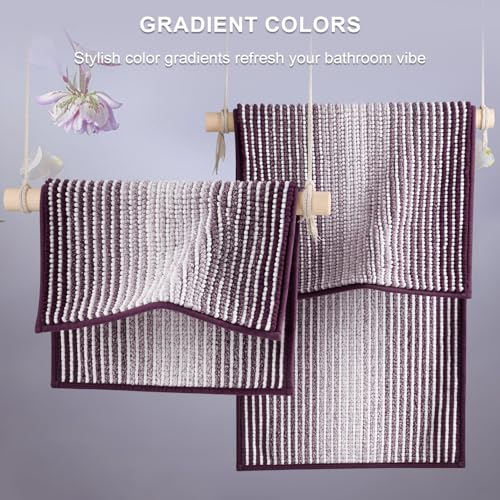 BSICPRO Bathroom Rugs and Mats Sets, 2 Piece Thick Absorbent Chenille Bath Mat Rug Set Non Slip, Soft Shaggy Bath Room Floor Mats for Bathroom, Machine Washable (Mauve Wine, 20" x 32" Plus 16" x 24") - color: Mauve Wine, size: 20" x 32" Plus 16" x 24"