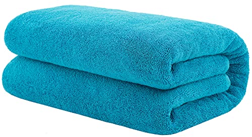 100% Cotton Oversized 40x80 Bath Sheet, Turkish Bath Towels for Bathroom Extra Large, Aqua Blue Bath Sheet - color: Aqua Blue, size: Bath Sheet 40x80"