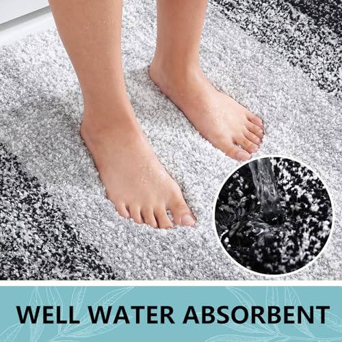 Arotive Bathroom Rugs Sets 2 Piece, Soft Absorbent Microfiber Bath Mats and U-Shaped Contour Toilet Rug, Machine Washable Dry Bath Mats for Bathroom, 30x20 and 24x20, Black - color: Black, size: 30" X 20" + U Shape 24" X 20"