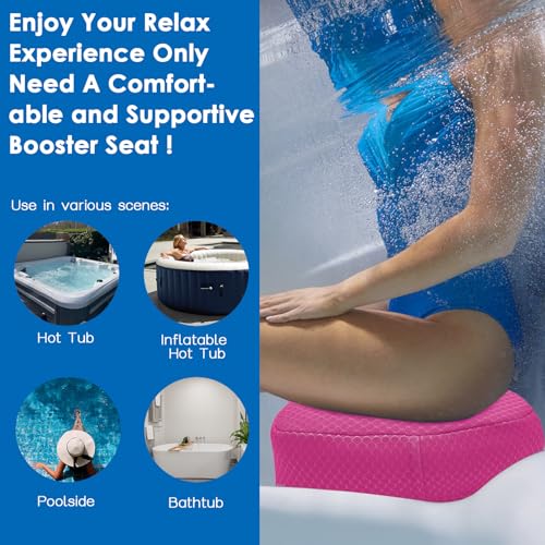 AEROiVi Hot Tub Booster Seat for Adults, 5 Inch Thick Supportive Cushion with Non-Slip Bottom, Weighted for Quick Sink without Float, Spa Booster Seat for Hot Tub (Including Inflatable), Pool, Bathtub - color: Pink