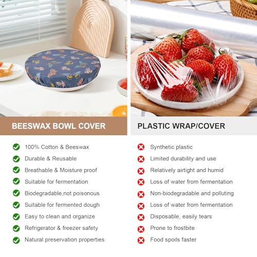 Reusable Bowl Covers for Bread Proofing - Beeswax Bowl Covers Reusable 3 Set, Cotton Blend Stretch Design, Fits 4-13 Inch Bowls, Shower Caps for Sourdough Bread（Butterfly） - color: Butterfly