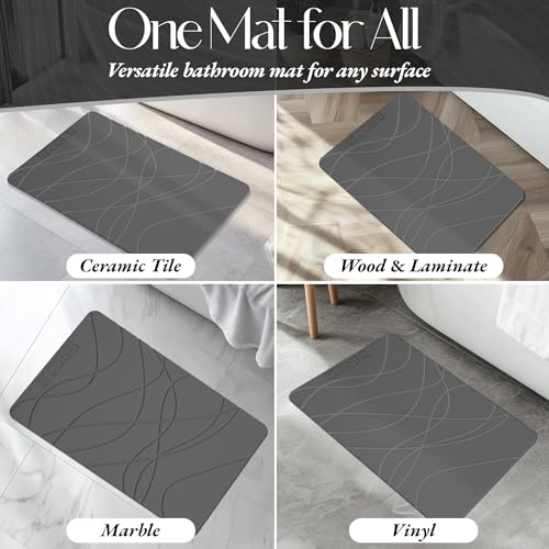 DECOLURE Stone Bath Mat, Quick Dry & Non-Slip Diatomaceous Earth Shower Mat for Bathroom, Luxurious & Easy to Clean Diatomite Stone Mat for Bathroom, Kitchen, High Density (Standard, Grey) - size: 24" x 15" (Rectangular)