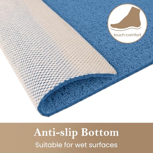 Shower Mat Bathtub Mat Non-Slip,24x24 inch, Soft Tub Mat with Drain,PVC Loofah Bath Mat (Phthalate Free) for Tub and Bathroom,Lake Blue - color: Lake Blue, size: 24" x 24" (Rectangular)