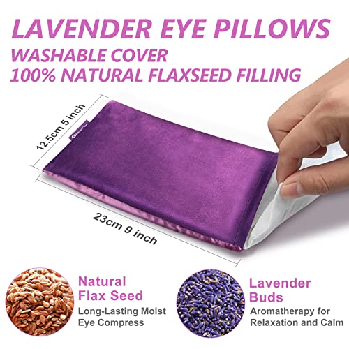 RelaxCoo Lavender Eye Pillow for Relaxation, Yoga, Sleeping, Weighted Eye Mask Heated for Headache, Sinus, Dry Eye Relief, Moist Heat Eyes Compress, Meditation Accessories with Aromatherapy, Pack of 4 - color: 4 Pack