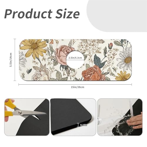 Faucet Fast Absorbent Pad - Blooming Rose Daisy Drying Pad, Suitable For Kitchen, Bathroom, Island And Other Scenes - color: Blooming Rose Daisy