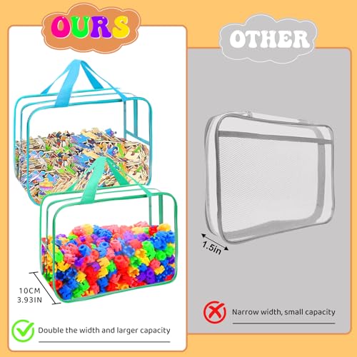 8 Packs 8 Colors Toy Storage Bags, Reusable Clear PVC Board Game Storage, Toy Storage Organizer Bags with Zipper for Building Blocks, Puzzle and Handmade Accessories, Clear Toiletry Bag - color: 8 Color, size: Large and Small