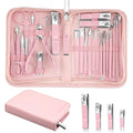 MINKINH 26-Piece Professional Manicure Set，Features Stainless Steel Tools, Carbon Steel Clippers & Travel Case for Women's Home and Travel Grooming(Pink) - color: Pink