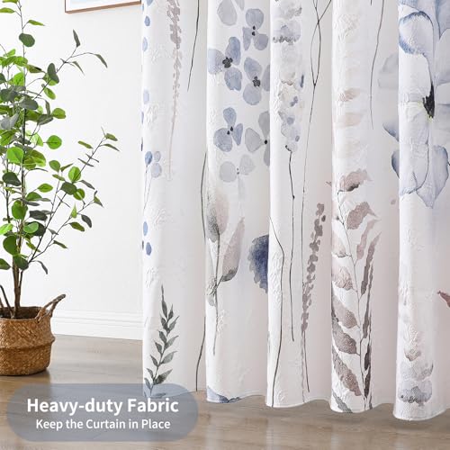 QiyI Watercolor Wildflowers Shower Curtain, Minimalist Grey Poppies Cloth Bath Curtain, Embossed Butterflies Botanical Flower Bathroom Curtain, Waterproof Fabric Shower Curtain Set with Hooks, 72x72 - color: Grey Poppy, size: 72"W x 72"L (Pack of 1)