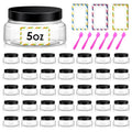 36 Pack 5 oz Plastic Cosmetic Containers With Lids Refillable Clear Empty Travle Jars Containers for Body Butter,Sugar Scrubs,Cream,Lotions,Candy, Waterproof Label&Spatulas - (Black Lid) - color: Clear-Black Lid, size: 5 OZ