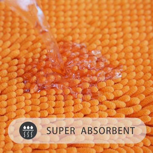 U-Shaped Toilet Rug, Chenille Contour Bathroom Mat, Non-Slip PVC Backing, Machine Washable, 20x20, Orange - color: Orange, size: 1'8" x 1'8" (20"x 20"U)