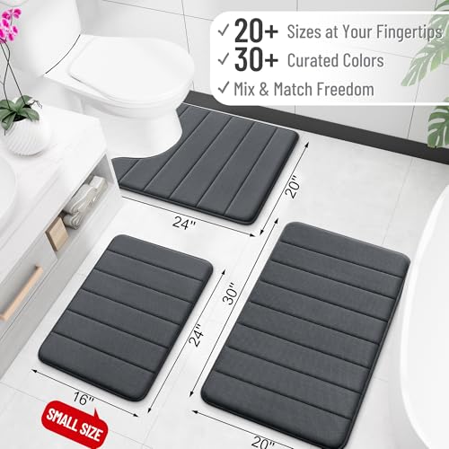 OLANLY Memory Foam Toilet Rugs U Shaped 24x20, Super Soft Absorbent Contour Bath Rugs, Quick Dry, Machine Washable Toilet Mat, Bathmat Floor Carpet, Bathroom Home Decor Accessories, Black - color: Black, size: 24" X 20" Contour Rug