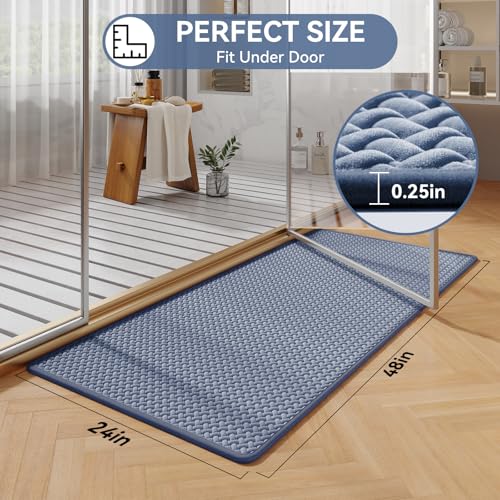 YDKGL Bathroom Rugs Non Slip, Extra Soft Absorbent Quick Dry Bath Mats, Foam Weave Texture Thin Bath Rugs Washable with Rubber Backing, 24" x 48“ - color: Blue, size: 24"x 48"