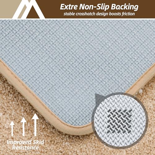 COSY HOMEER Toilet Rugs U-Shaped 24"x20",Soft Absorbent Bath Mat with Non-Slip TPR Backing, Machine Washable Shaggy Bath Rug for Toilet,Beige - color: Beige, size: 1'8" x 2' (U-Shape)