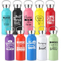 10 Pack Nurse Gifts Water Bottles 17 oz Insulated Stainless Steel Tumblers with Handle & Lid, Nurse Appreciation Gifts Bulk for Women Coworkers, Nursing Week(Classical Pattern)