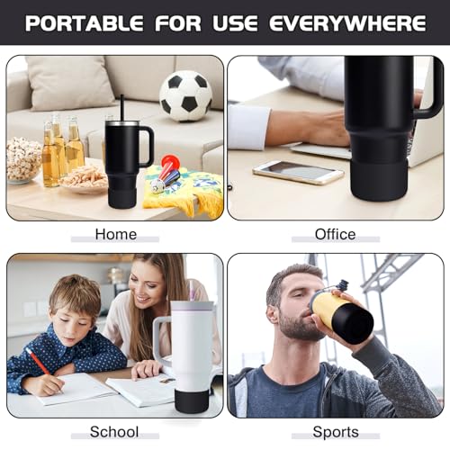 WUQID Silicone Boot Sleeve Compatible with Hydro Flask Travel Tumbler with Handle 32oz&40oz and 12-24oz Hydroflask Bottle & Stanley 20 30 40oz Tumbler, Fit 2.83-2.95in Bottom, Anti-Slip Bottle Cover - color: Black