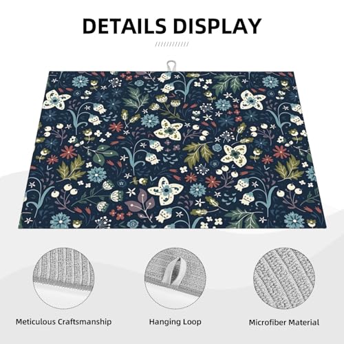 2Pcs Dish Drying Mats Faucet Mats Sets Large Size Coffee Mats Sink Faucet Mat Splash Guard for Kitchen Counter Bathroom Sink Coffee Bar Kitchen Decor (Cute Wildflowers, 18"x24" 15" x 5.5"Set) - color: Cute Wildflowers