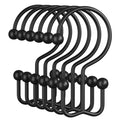 Amazer Black Shower Curtain Hooks, 12PCS Minimalist Simple Double Shower Curtain Rings, Rust-Resistant Metal Shower Hooks Shower Curtain Hangers, Shower Rings for Bathroom Shower Rods Curtains - color: Black, style: Minimalist - Double Hooks