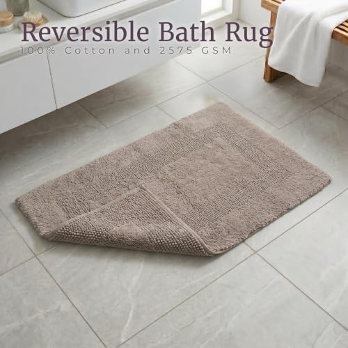 Bathroom Rugs - 2-Piece Cotton Bathroom Mat Set - Machine Washable Bath Mats for Washroom, Kitchen, or Laundry Room by Lavish Home (Taupe) - color: Taupe