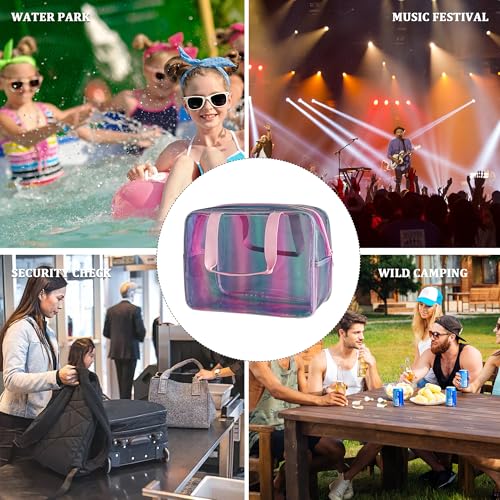 Waterproof Makeup Bag,11.81 x 5.12 x 8.27 inch Iridescent TPU Travel Toiletry Bag with Handle for Women & Men, Portable Cosmetic Pouch for Gym Swim Beach (A23014) - color: A23014-418-2