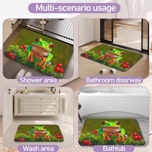 Tree Frog Bath Mat, Water Absorbent Quick Dry Thin Bathroom Floor Mat, Rug for Bathroom Kitchen 17"x30" - color: Tree Frog