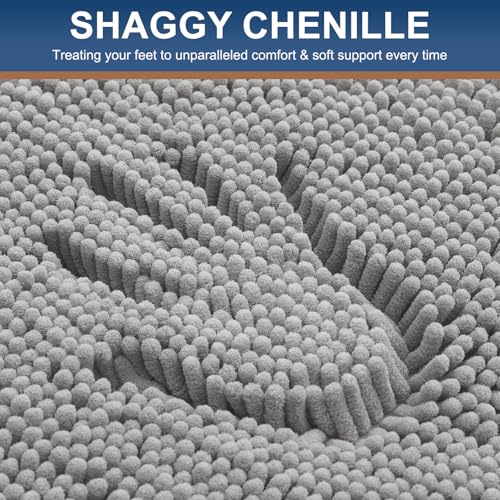 Smiry Luxury Chenille Toilet Rugs U-Shaped 20x20, Soft Absorbent Non-Slip Contour Bathroom Rugs for Toilet, Machine Washable Contoured Bath Mats, Light Grey - color: Light Grey, size: 20" X 20" Contour Rug
