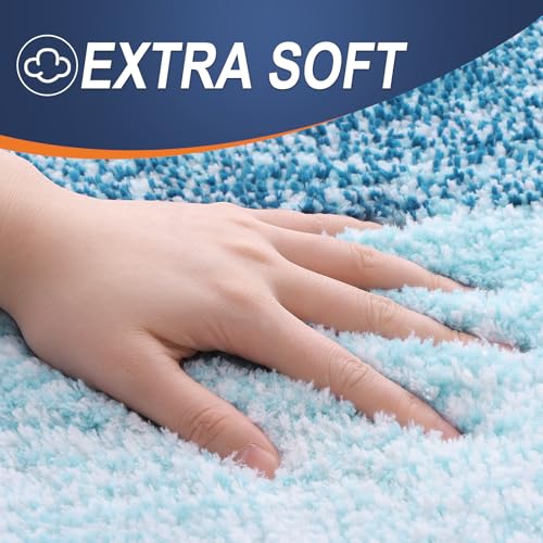 OLANLY Small Bathroom Rugs Mat 24x16, Extra Soft Absorbent Microfiber Bath Rugs, Rubber Backing, Quick Dry, Washable Bath Mats for Bathroom Floor, Tub and Shower, Home Decor Accessories, Peacock Blue - color: Peacock Blue, size: 24" X 16"