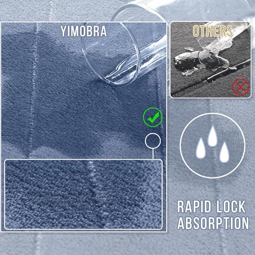 Yimobra Memory Foam Bathroom Rugs Sets 2 Piece - Super Soft Absorbent Quick Dry Bath Mat Set, Machine Washable Non Slip Floor Carpet for Tub Shower & Single Sink (17x24 & 31.5x20 Inch, Denim Blue) - color: Denim Blue, size: 31.5x20+24x17 Inch