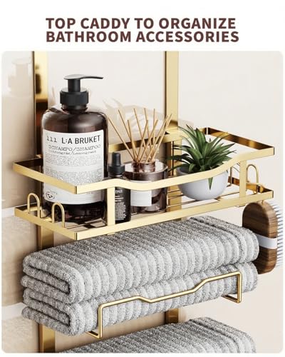 Hanging Towel Racks for Bathroom No Drill - Over The Door 8-Tier Bath Towel Storage Organizer for Small Bathrooms - Back Door Large Tiered Towel Holder Hanger for Rolled Towels RV Camper Gold - color: Gold, size: 8 Tier