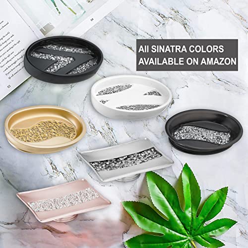Zahari Home Sinatra Soap Dish Unique Design Stylish Bling Glass Mosaic Décor Soap Bar Holder, Black - color: Sinatra Black