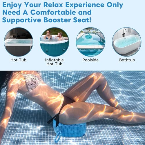 Premium Weighted Hot Tub Booster Seat for Adults (2 Pack), 3D Air Mesh Spa Seat Cushion with Non-Slip Micro Dot Bottom, Quick-Dry Ergonomic Hot Tub Seat Riser for Indoor Outdoor Spa & Jacuzzi