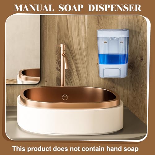 Hushee 4 Pcs Plastic Wall Mounted Soap Dispenser Commercial Manual Soap Containers Wall Dispenser for Kitchen Shower Hotel Liquid Shampoo Gel Chamber(27 oz 800 ml,White) - color: White, size: 27 oz 800 ml