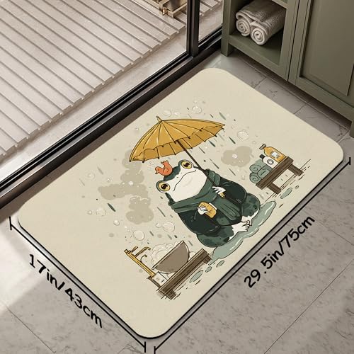 Bathroom Rug 29.5"x17", Cute Funny Frog Bath Mat with Non-Slip Rubber Backing, Quick-Drying Absorbent Thin Floor Mat for Bathroom, Shower, Sink, or Kitchen - color: Cute Funny Frog