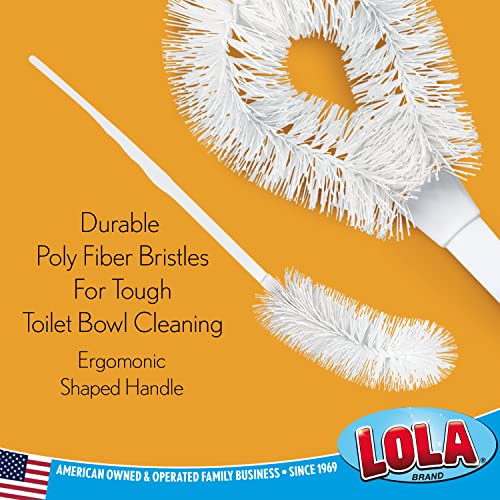 LOLA Toilet Bowl Brush w/Curved Head, 3 Pack, Coated Wire, Durable Poly Bristles, Reaches Under Toilet Bowl Rim - size: 3 Pack, style: Loop Style Bowl Brush