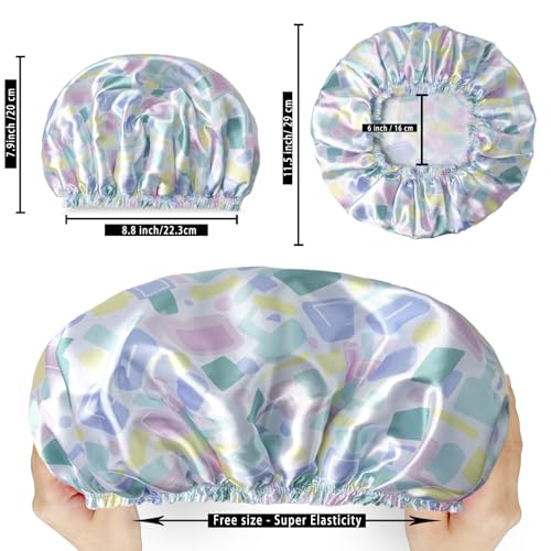 Shower Caps for Women, 4 PCS Elastic and Reusable Bath Caps, Double Layers Shower Cap Reusable Waterproof, Bathing Shower Caps, Environmental Bath Hair Protection Cap - Bow - color: Bow