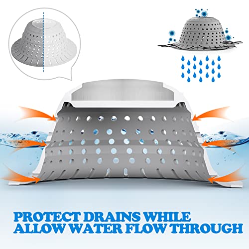 zaa Shower Drain Hair Catcher, 2 Pack Silicone Collapsible Bathtub Drain Cover Dog Hair Catcher & Protector for Pop-Up & Regular Drains of Shower, Bathtub, Tub, Bathroom, Diameter 4.5" - color: Gray