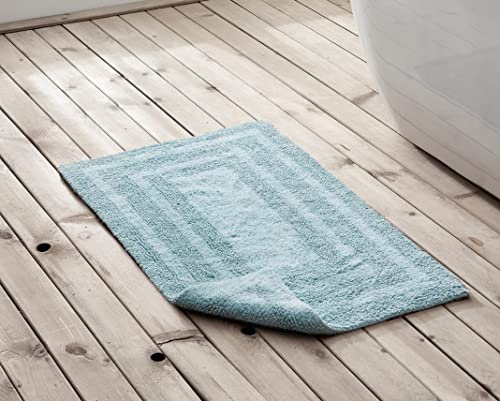 Eddie Bauer - Bathroom Rug, 100% Soft Plush Tufted Cotton Bath Rug, Highly Absorbent, Quick-Dry, and Reversible (Logan Turquoise, 2 Piece) - color: Turquoise, style: 2 Piece