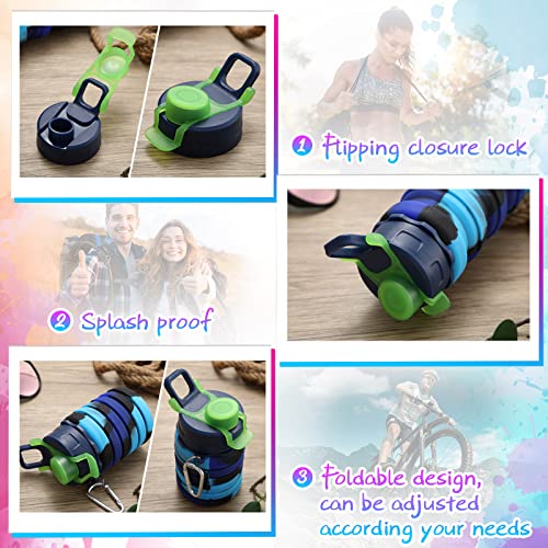 CHENGU 5 Pcs Collapsible Water Bottles 16 oz Portable Foldable Water Bottles Silicone Leak Proof Travel Water Bottle Reusable Sports Water Bottle with Metal Clip for Camping Hiking Travel (Colorful) - color: Colorful