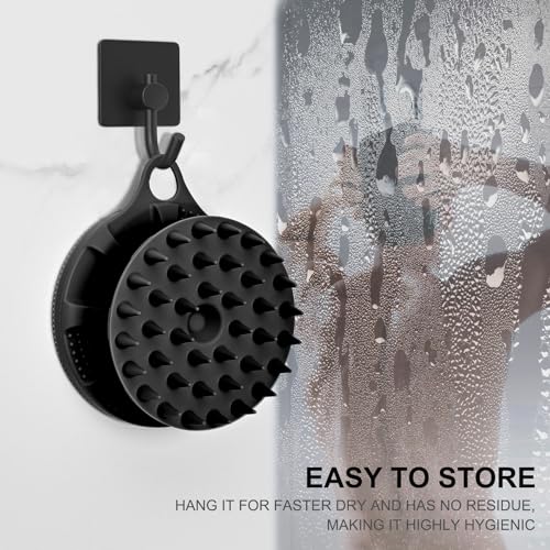 INNERNEED 2in1 Silicone Body Scrubber & Scalp Massager Shampoo Brush, Black | Food-Grade Soft Material, More Hygienic, Easily Lather, Convenient for Travel, Gym, Business,etc - color: Black