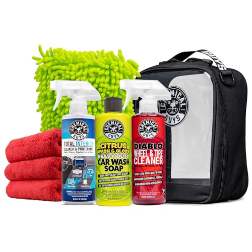 Chemical Guys Car Wash And Interior Detailing Kit With Storage Bag Car Wash Soap, Wheel Cleaner, Interior Spray, Microfiber Towels And Wash Mitt - style: KIT + BAG